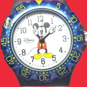 Disney Mickey Mouse Kids Watch Blue Black Plastic Quartz